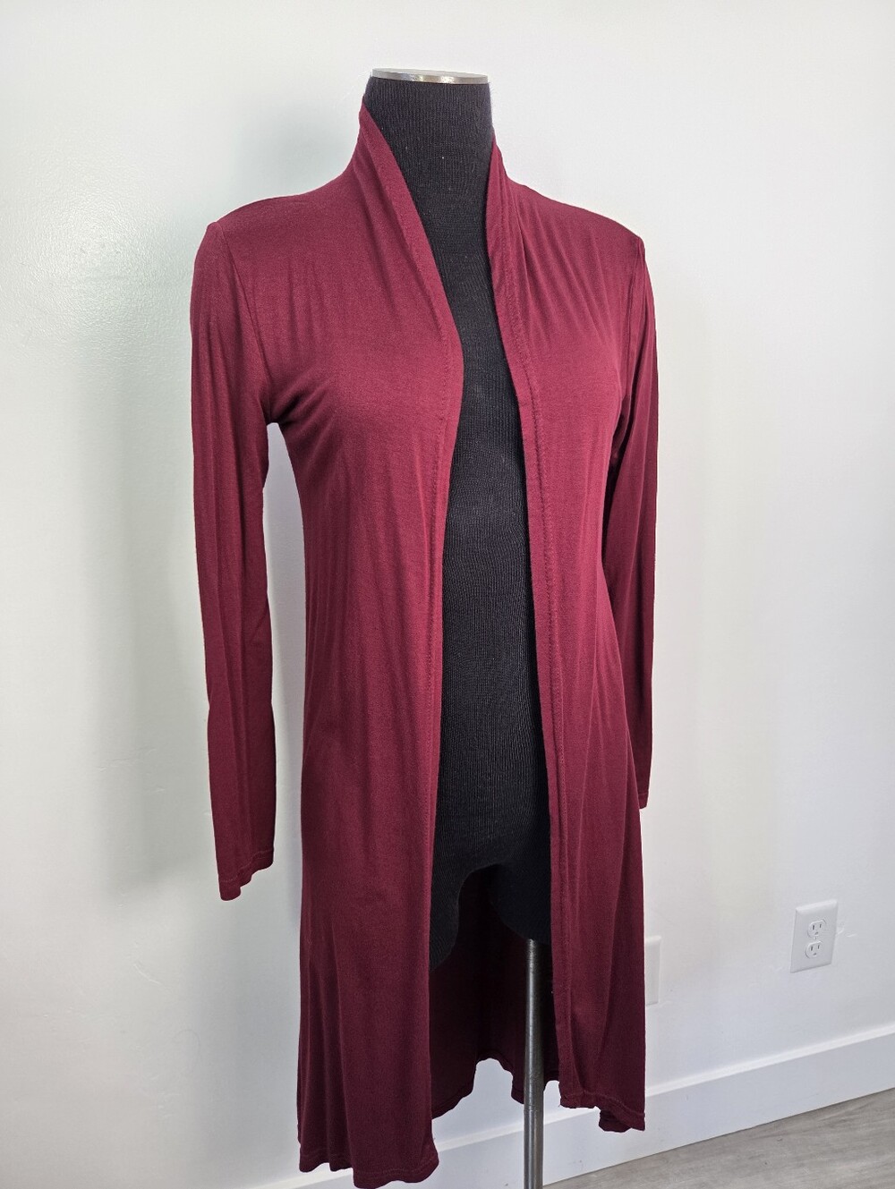 Burgundy Maroon Longline Duster Cardigan Sweater Topper Lightweight Small